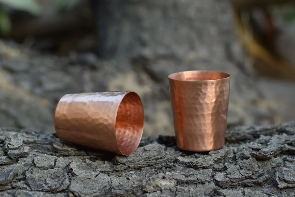 De Kulture  Handmade Pure Solid Copper Shot Glass Cup Tumbler Drinkware, 2.5x 3.0 (DH) Inches, Set of 2, 50 ml